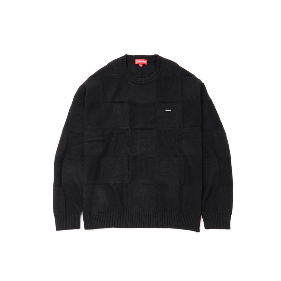 Supreme Tonal Checkerboard Small Box Sweater Black - The Back Door