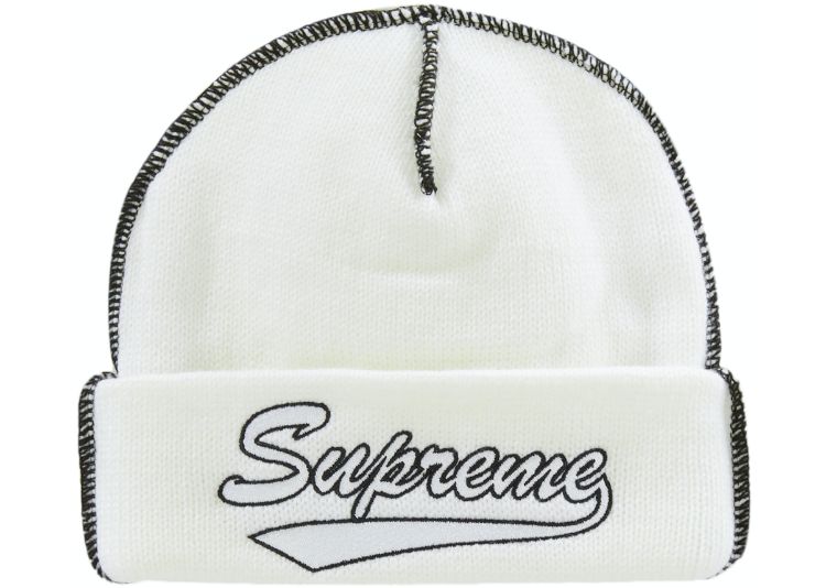 Supreme Contrast Stitch Beanie (FW22) 'White'
