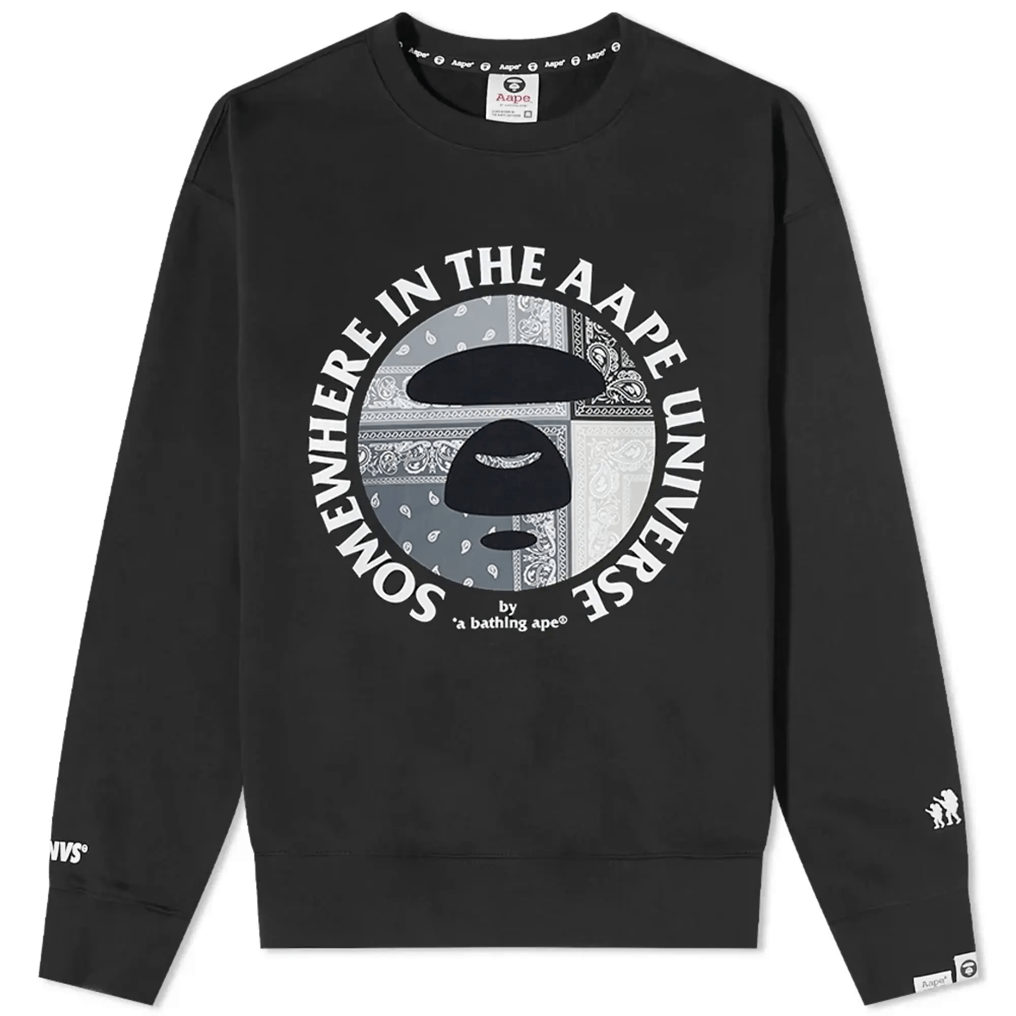 AAPE By A Bathing Ape Bandana Moon Face Crewneck 'Black'