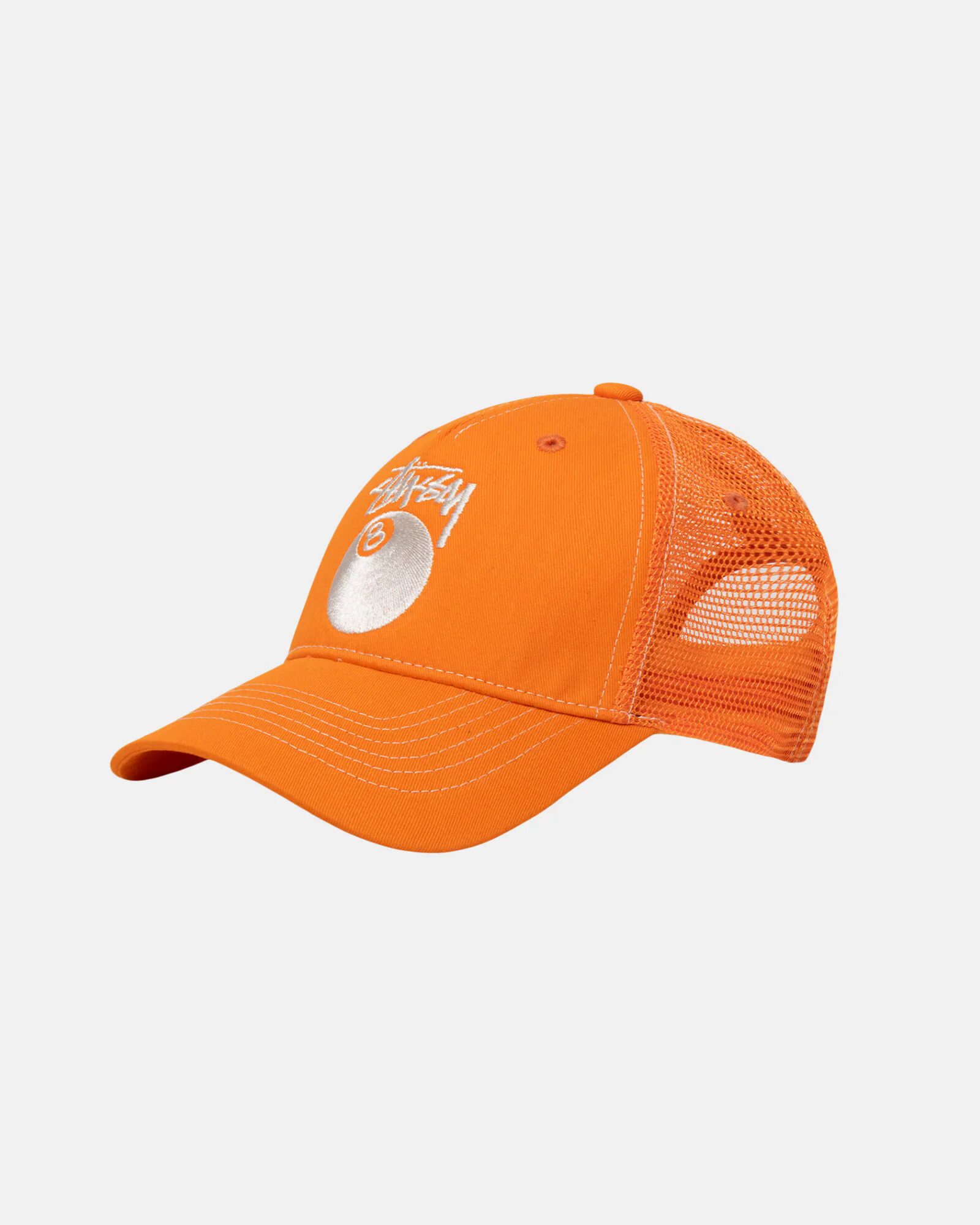 STUSSY LOW PRO TRUCKER 8 BALL SNAPBACK 'Orange'