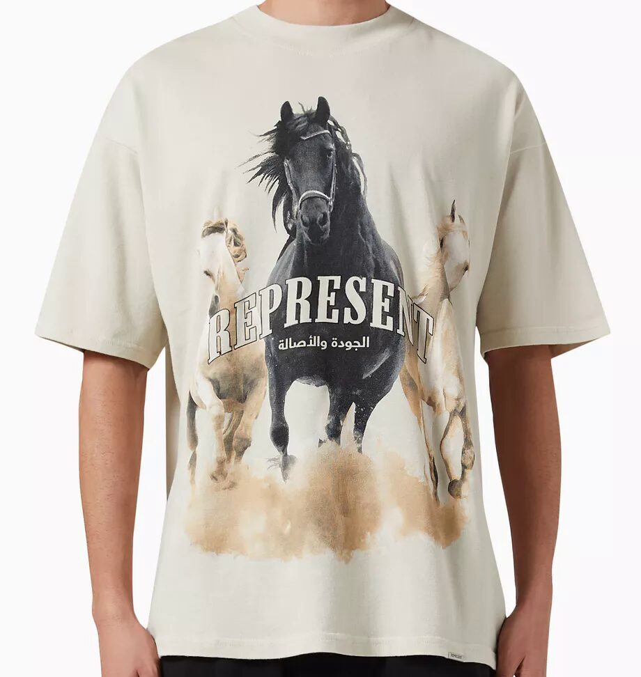 REPRESENT OUNASS EXCLUSIVE Arabian Horses Tee  'Vintage White'