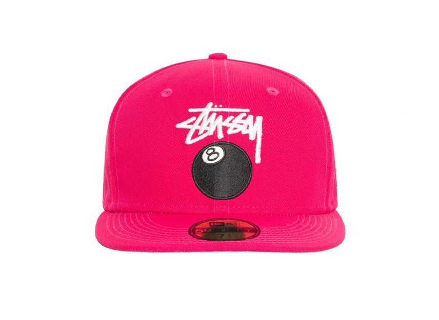 Stussy New Era 59Fifty 8 Ball Stock 'Magenta'