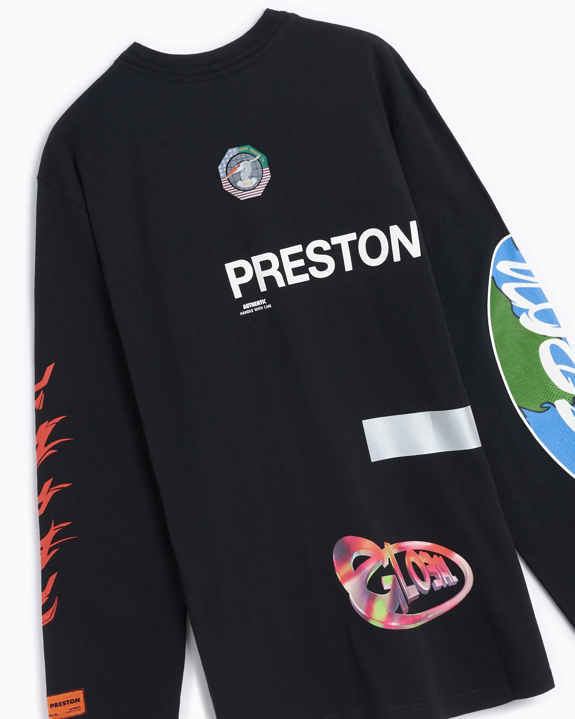 Second image of Heron Preston Global Collage Long Sleeve Tee 'Black'