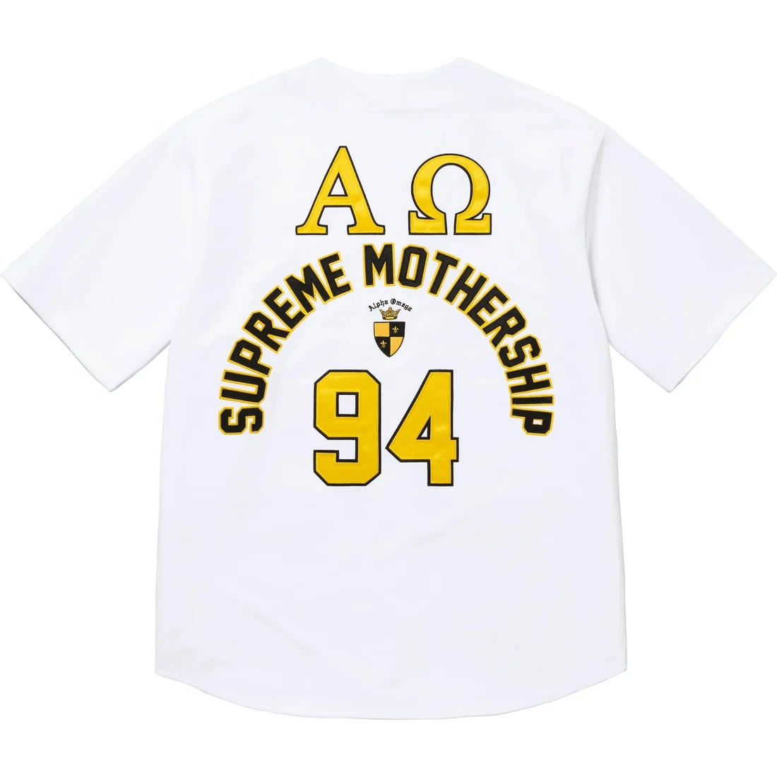 Second image of Supreme Alpha Omega Baseball Jersey 'White'