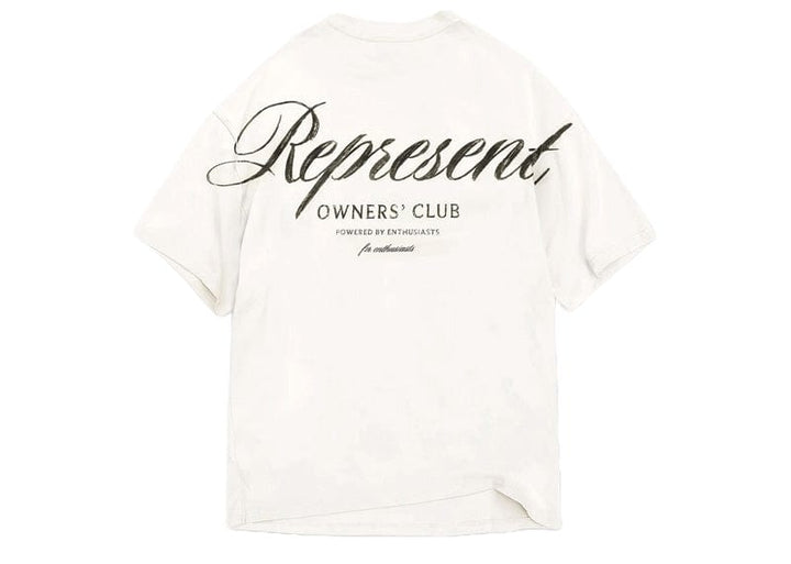 Represent OWNERS CLUB Script Tee 'Flat White'