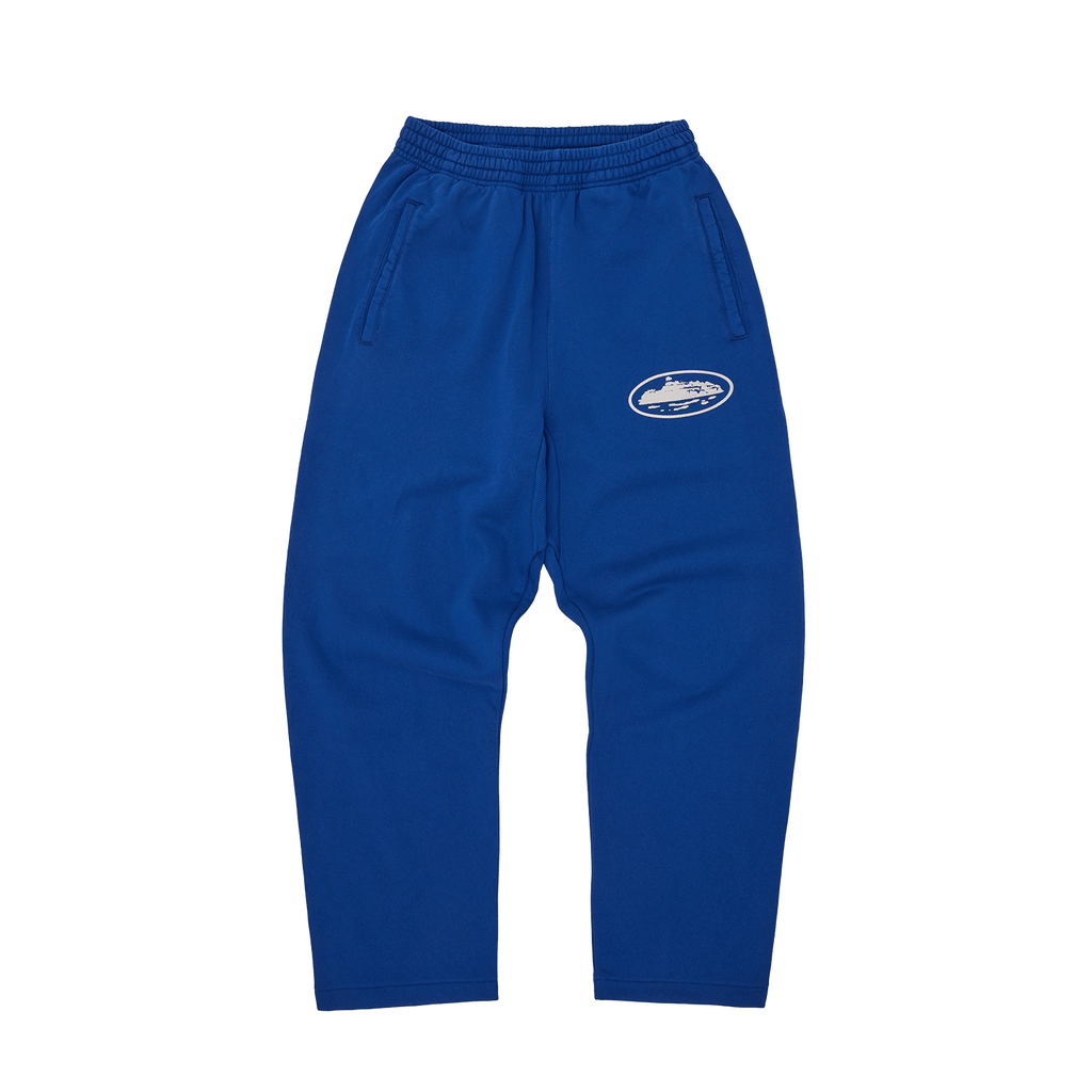 Corteiz Island Puff Print OPEN HEM SWEATPANTS 'Washed Royale'