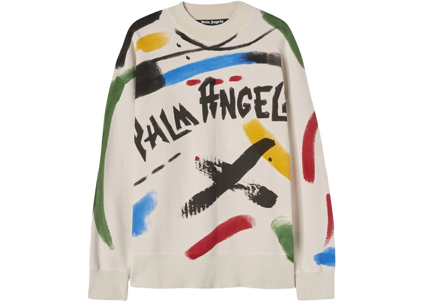 Palm Angels Brush Strokes Sweatshirt Crewneck 'Off White'