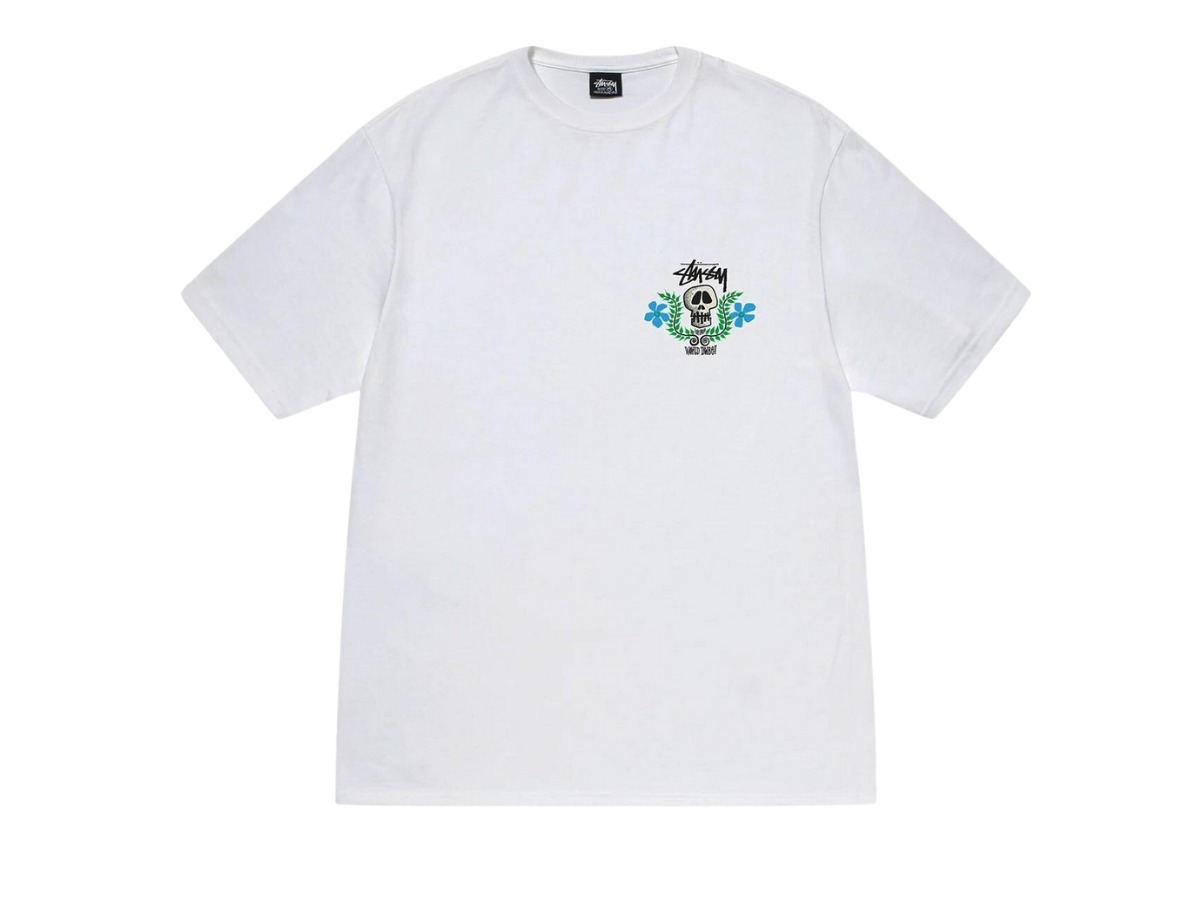 Second image of Stussy Skull Crest Tee 'White'