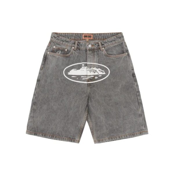 Corteiz Island Denim Shorts 'Light Grey'