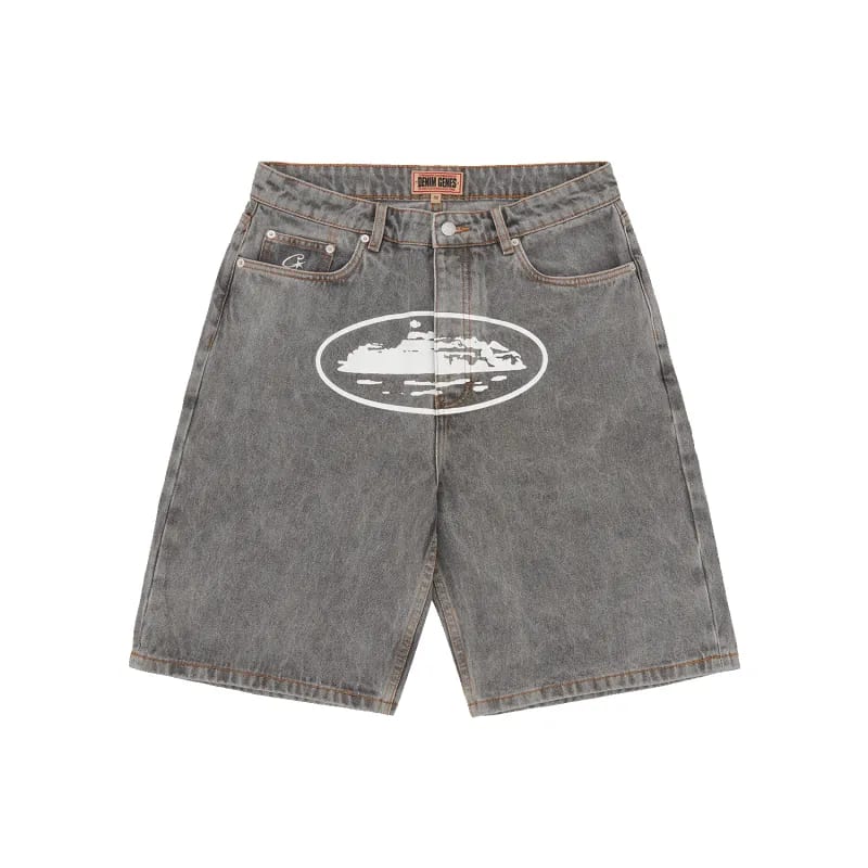 Corteiz Island Denim Shorts 'Light Grey' The Back Door