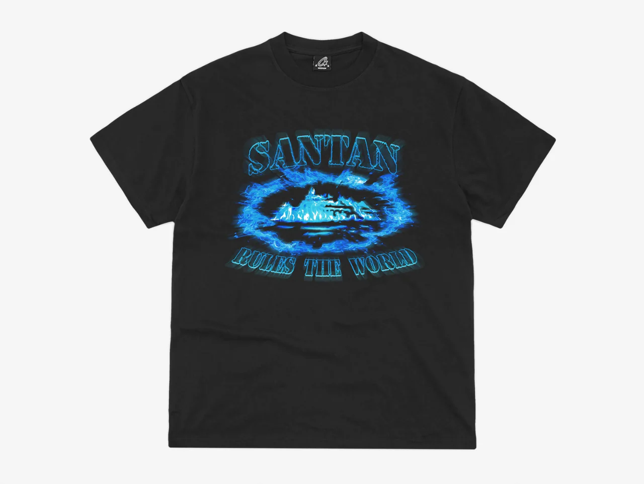 Corteiz X Dave Alcatraz Blue Flame Tee 'Black/Blue'