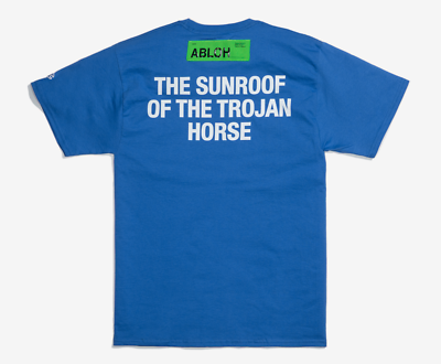 Second image of Champion x Virgil Aabloh FOS BKM SUNROOF Exhibition 2022 Art Tee 'Blue'