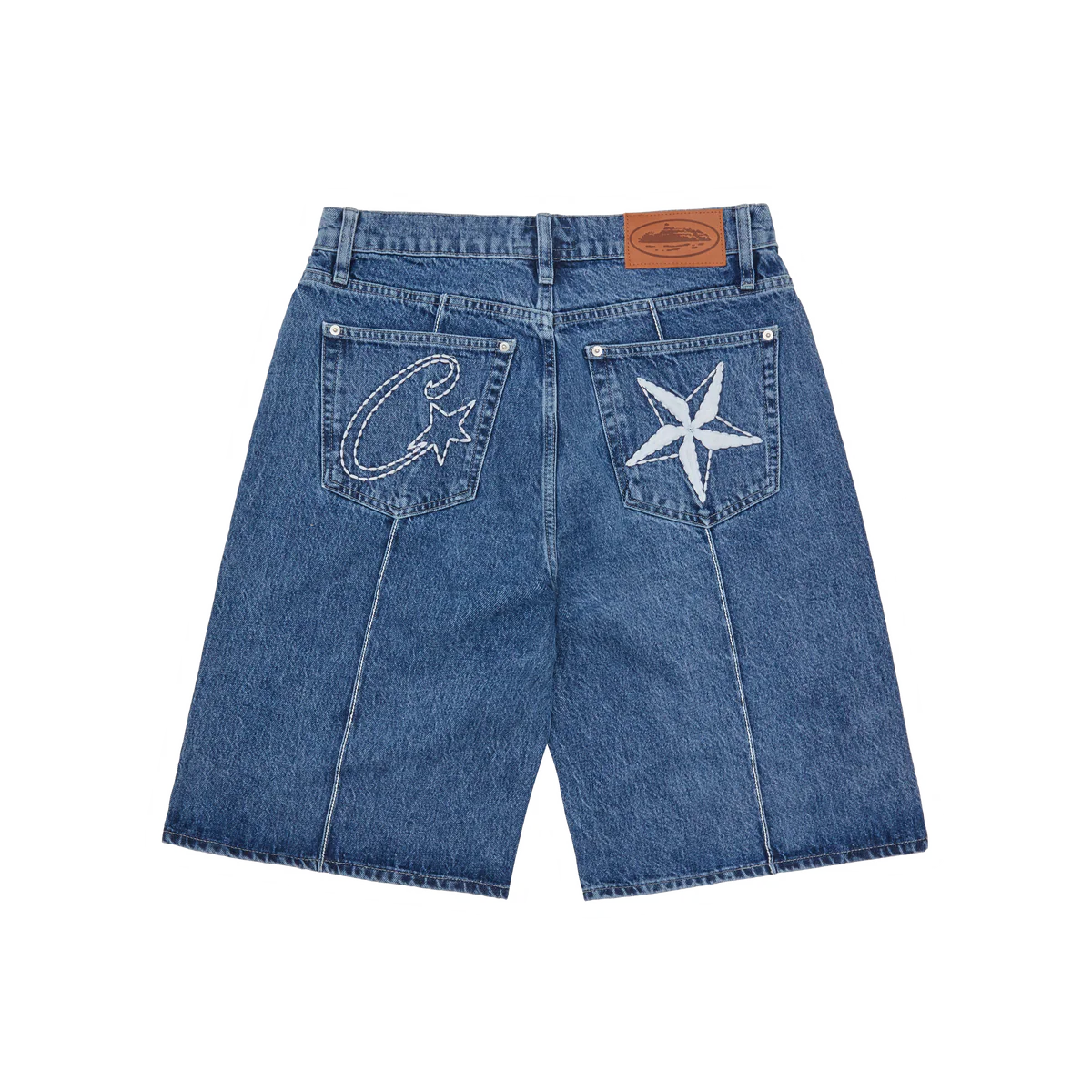 Second image of Corteiz C-Star Denim Shorts "Washed Blue"