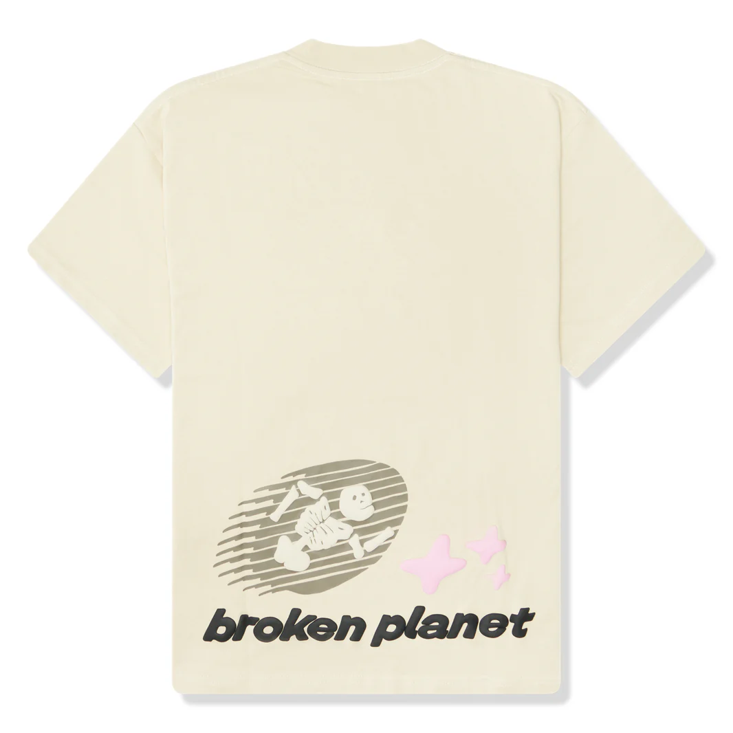 Second image of Broken Planet Cosmic Speed Bone White T Shirt
