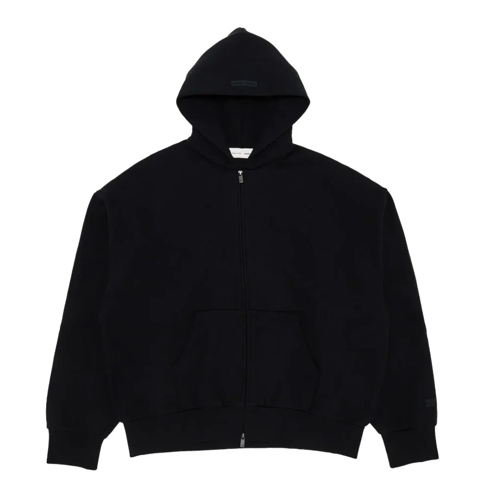 Fear of God Essentials Classic Full Zip-Up Hoodie (SS25) - Jet Black