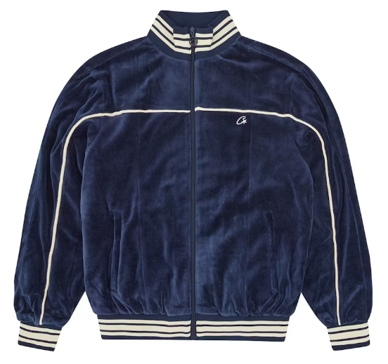 Corteiz VVS Uptown Velour Track Jacket Navy