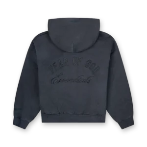 Fear of God Essentials Embroidered Classic Full Zip Hoodie Vintage Black