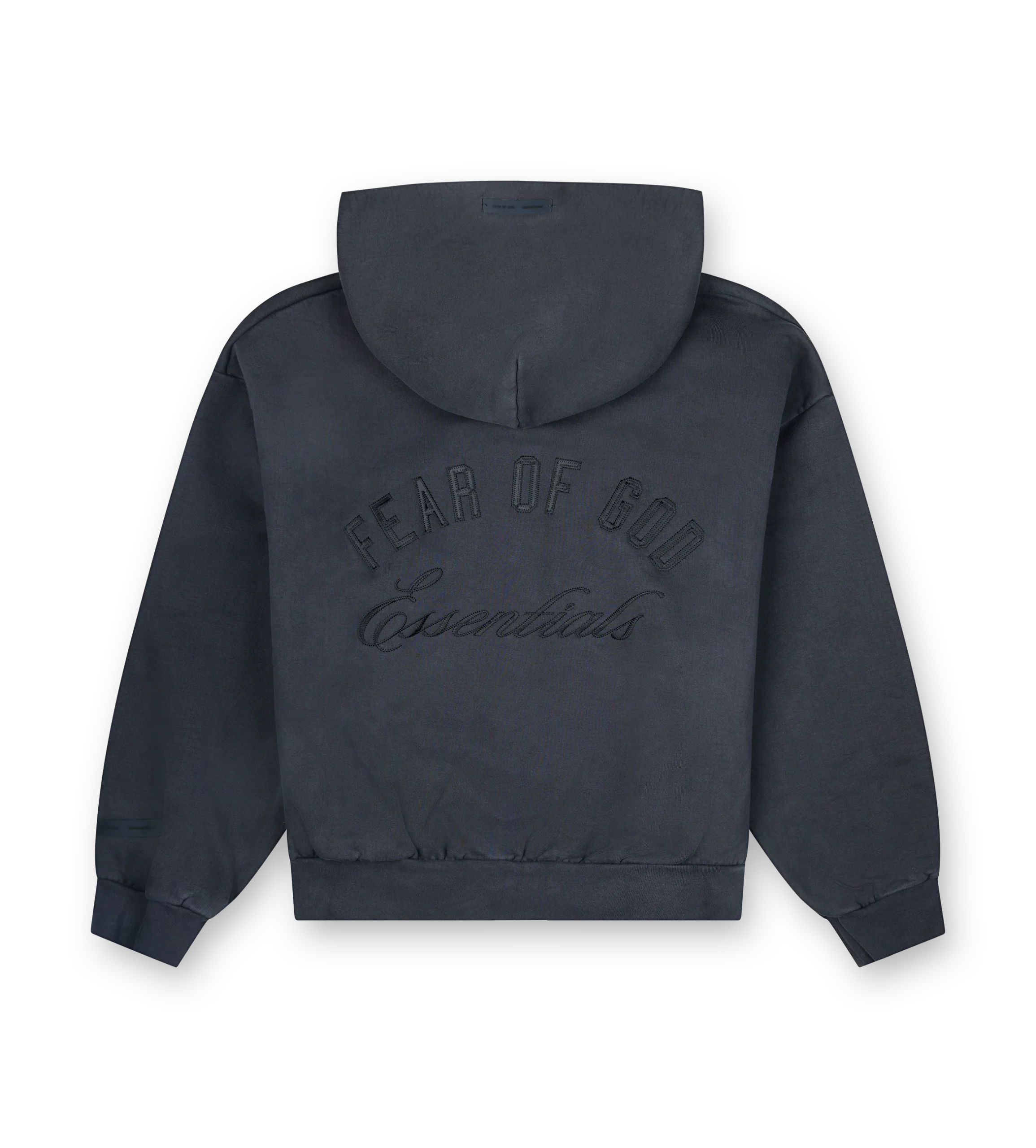 Fear of God Essentials Embroidered Classic Full Zip Hoodie Vintage Black