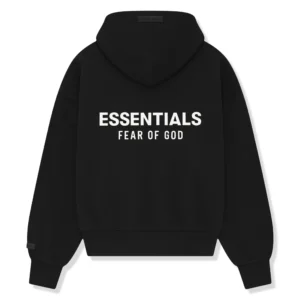 Fear of God Essentials Classic Full Zip-Up Hoodie (SS25) - Jet Black