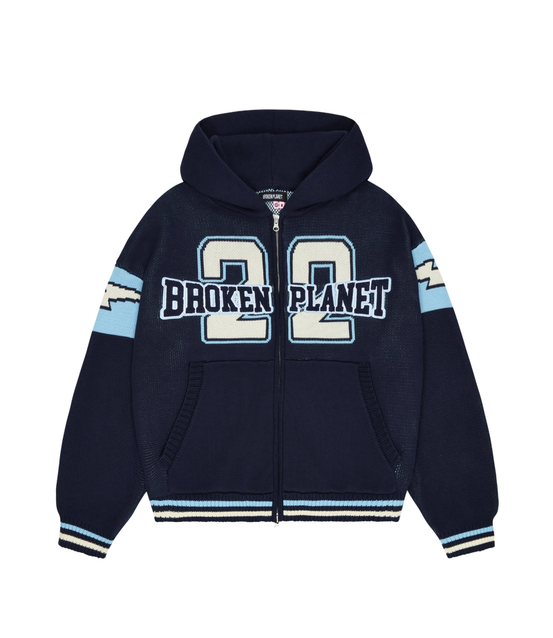 Broken Planet Varsity Zip Up Jacket Blue