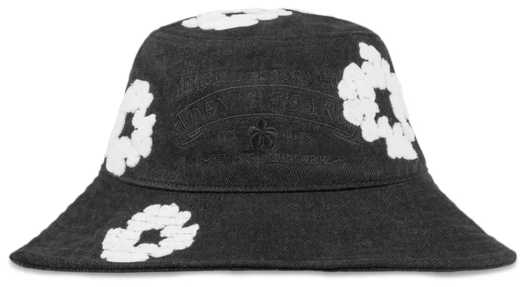 Denim Tears Wreath Bucket Hat Washed Black