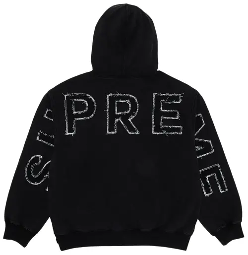 Supreme Frayed Hooded Sweatshirt 'Black'