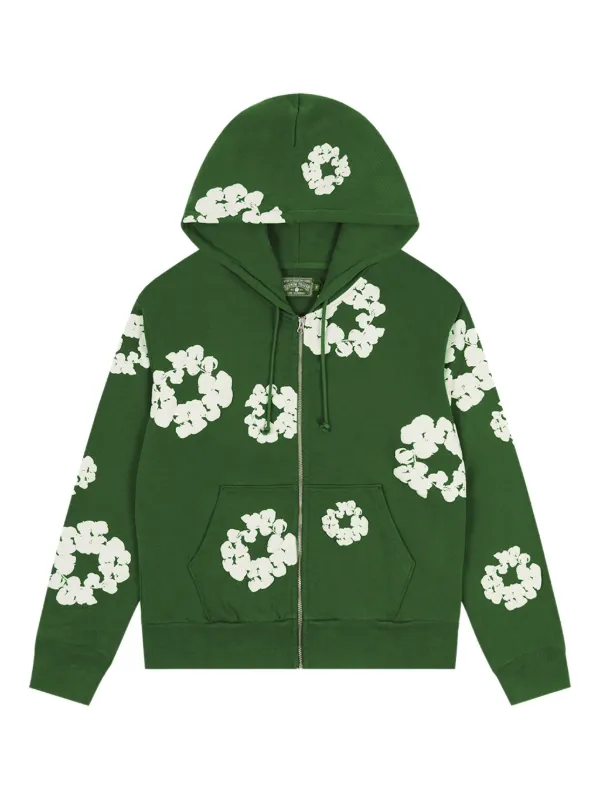 DENIM TEARS Wreath Zip-Up Hoodie Green