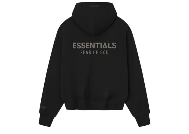 Second image of Fear of God ESSENTIALS Jet Black Classic Fleece Hoodie