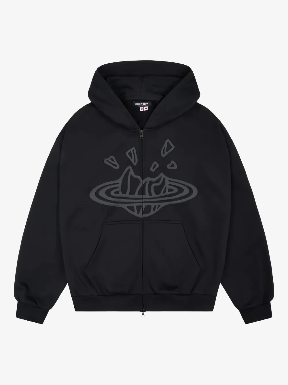 Broken Planet Zip Up Hoodie Black