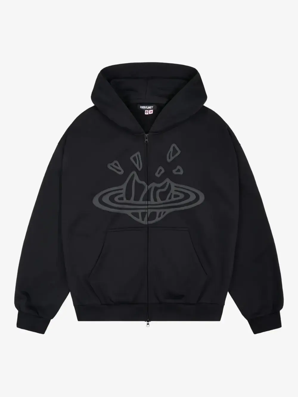 Broken Planet Zip Up Hoodie Black