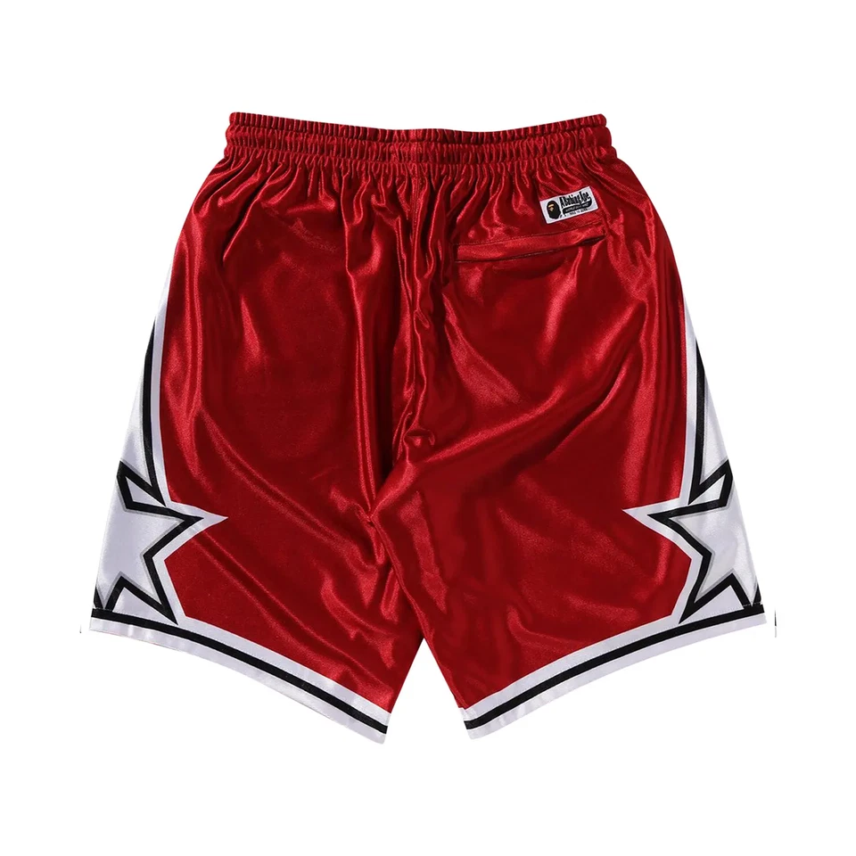 Second image of BAPE A Bathing Ape Reversible Basketball Shorts Red / Flames