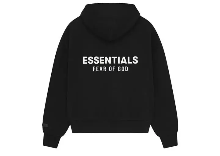 Second image of Fear of God Essentials Classic Fit Fleece Hoodie Jet Black