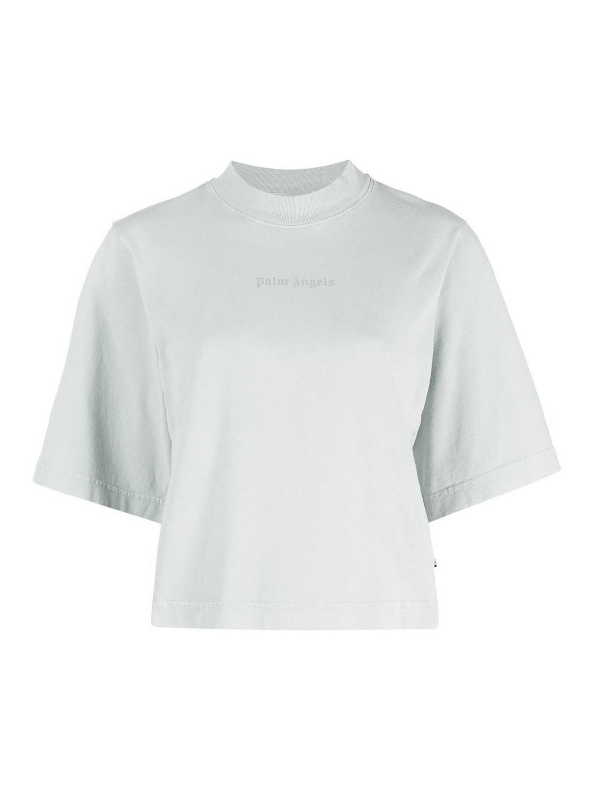 PALM ANGELS Logo Print Cropped Cotton Jersey T-shirt Light Grey