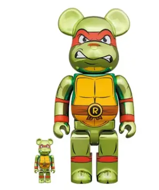 Bearbrick x Teenage Mutant Ninja Turtles Raphael Chrome 100% & 400% Set
