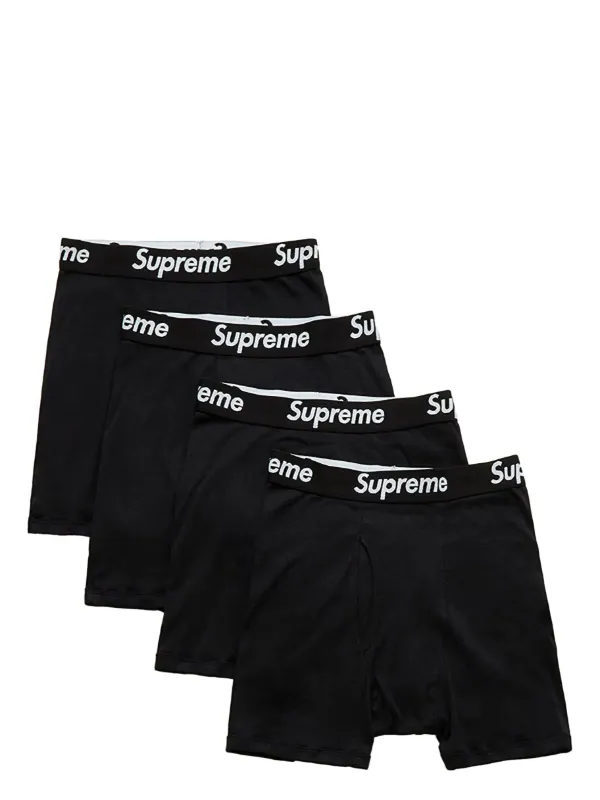 Supreme Hanes Tagless Boxer Briefs (4 Pack) Black