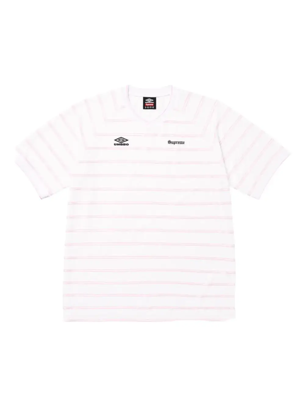 Supreme x Umbro® striped "SS 25 - White" soccer jersey