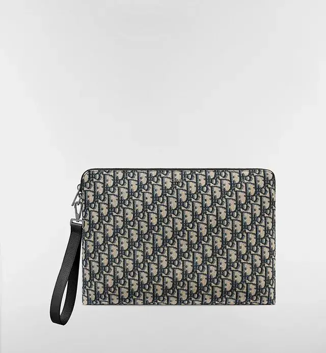Dior A4 Zipped Pouch Oblique Jacquard