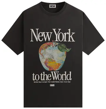 Kith NY to the World Apple Globe Vintage Tee 'Black'