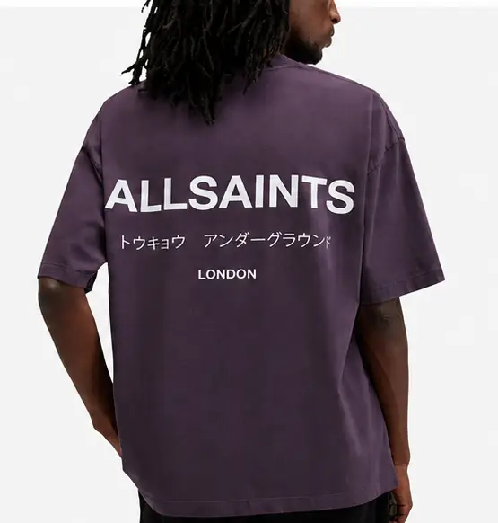 Second image of ALL SAINTS Underground Oversized Cosmic Purple Tee