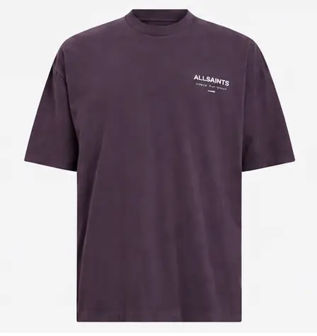 ALL SAINTS Underground Oversized Cosmic Purple Tee