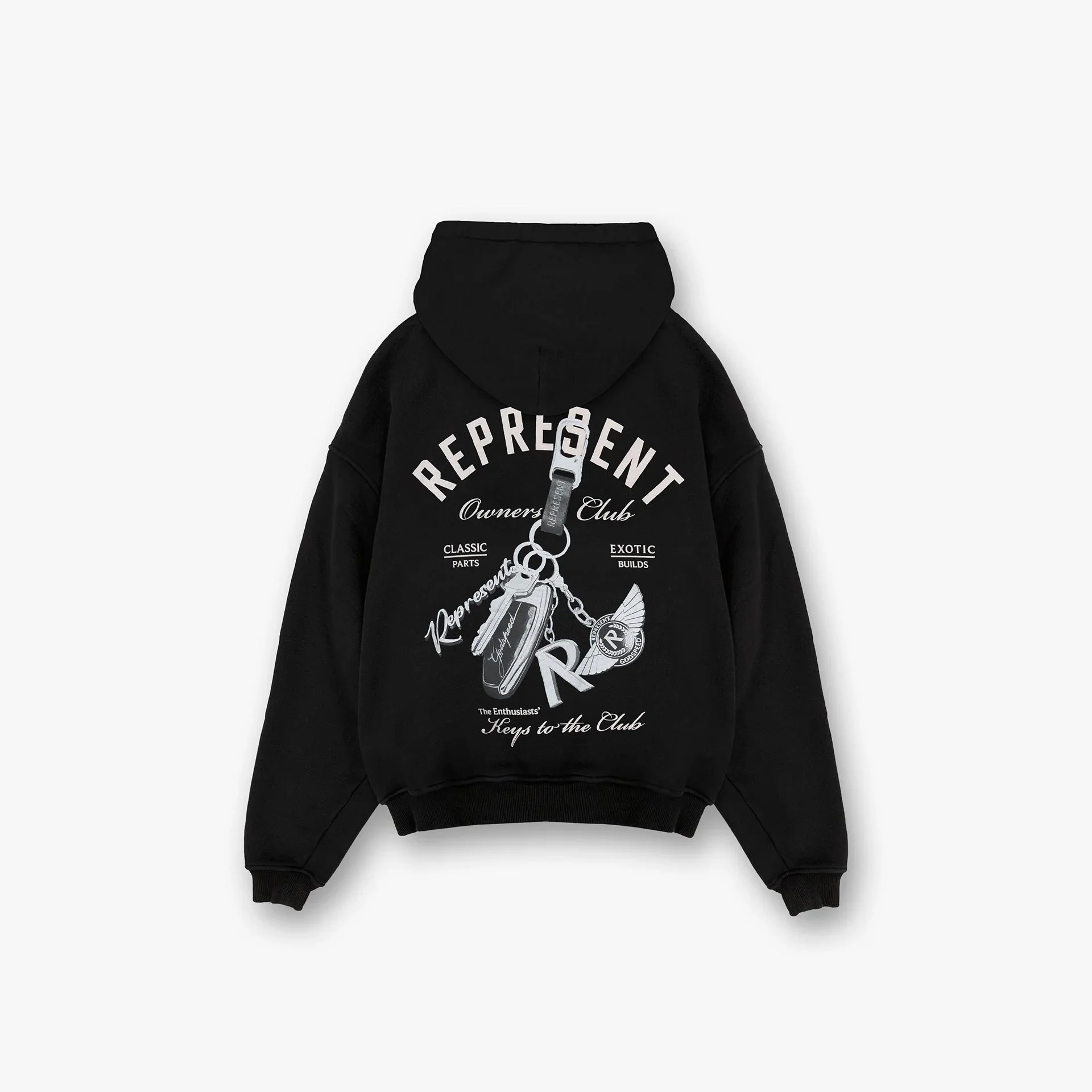 REPRESENT KEYS TO THE CLUB HOODIE JET BLACK