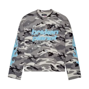 Broken Planet All Stars Camo Waffle Long Sleeve 'Blue'
