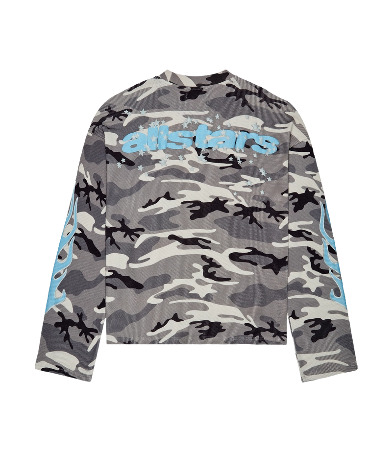 Second image of Broken Planet All Stars Camo Waffle Long Sleeve 'Blue'