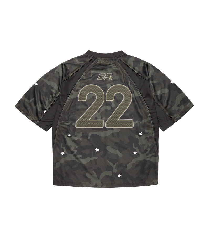 Second image of Broken Planet Star Camo Reflective Football Jersey 'Black'