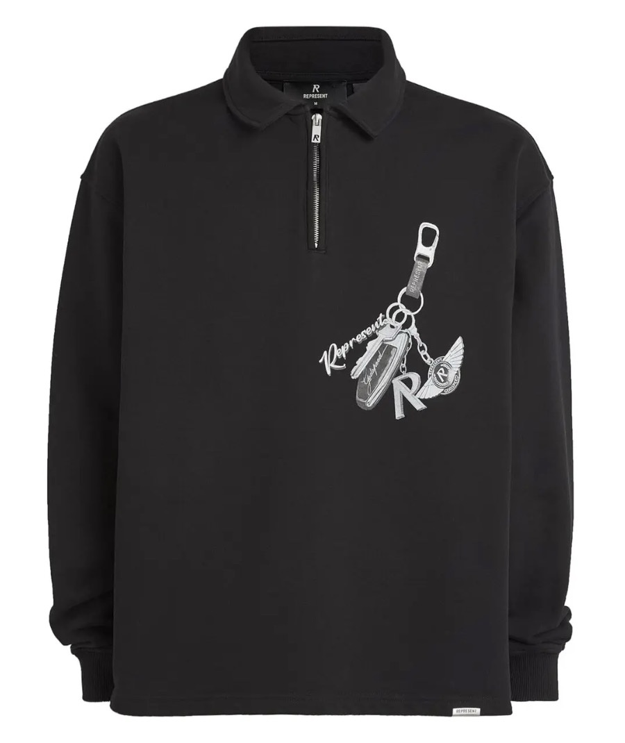REPRESENT KEYS TO THE CLUB QUARTER ZIP JET BLACK