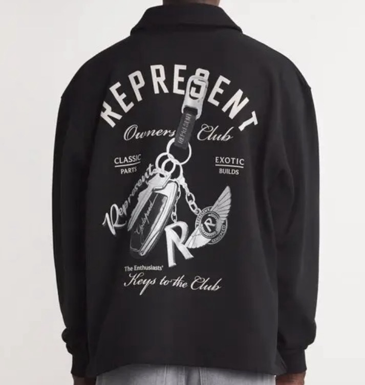 Second image of REPRESENT KEYS TO THE CLUB QUARTER ZIP JET BLACK